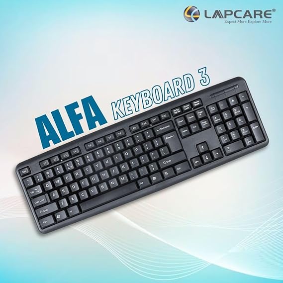 Lapcare Alfa Keyboard 3 - Adjustable Kickstand- Caps lock Indicator and 104 Keyboard Standard Key (Black)