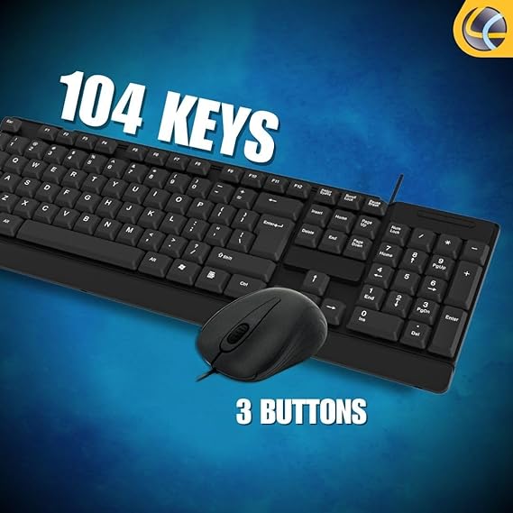 Wired Keyboard and Mouse Set with Adjustable Bracket