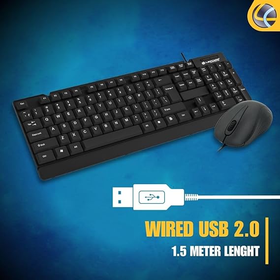 Wired Keyboard and Mouse Set with Adjustable Bracket