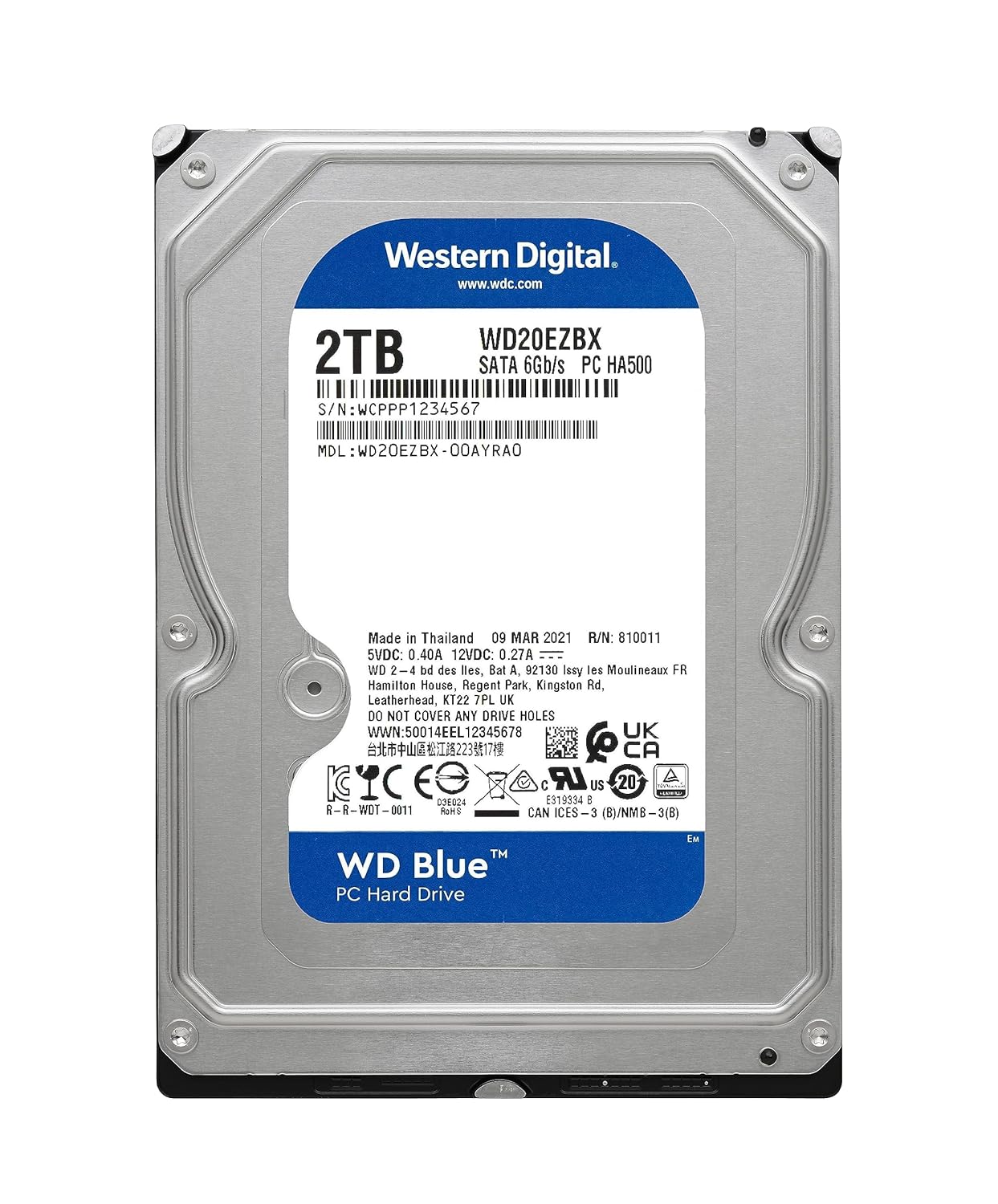 WD Blue 3.5" SATA 6 Gb/s PC Hard Drive - 2TB