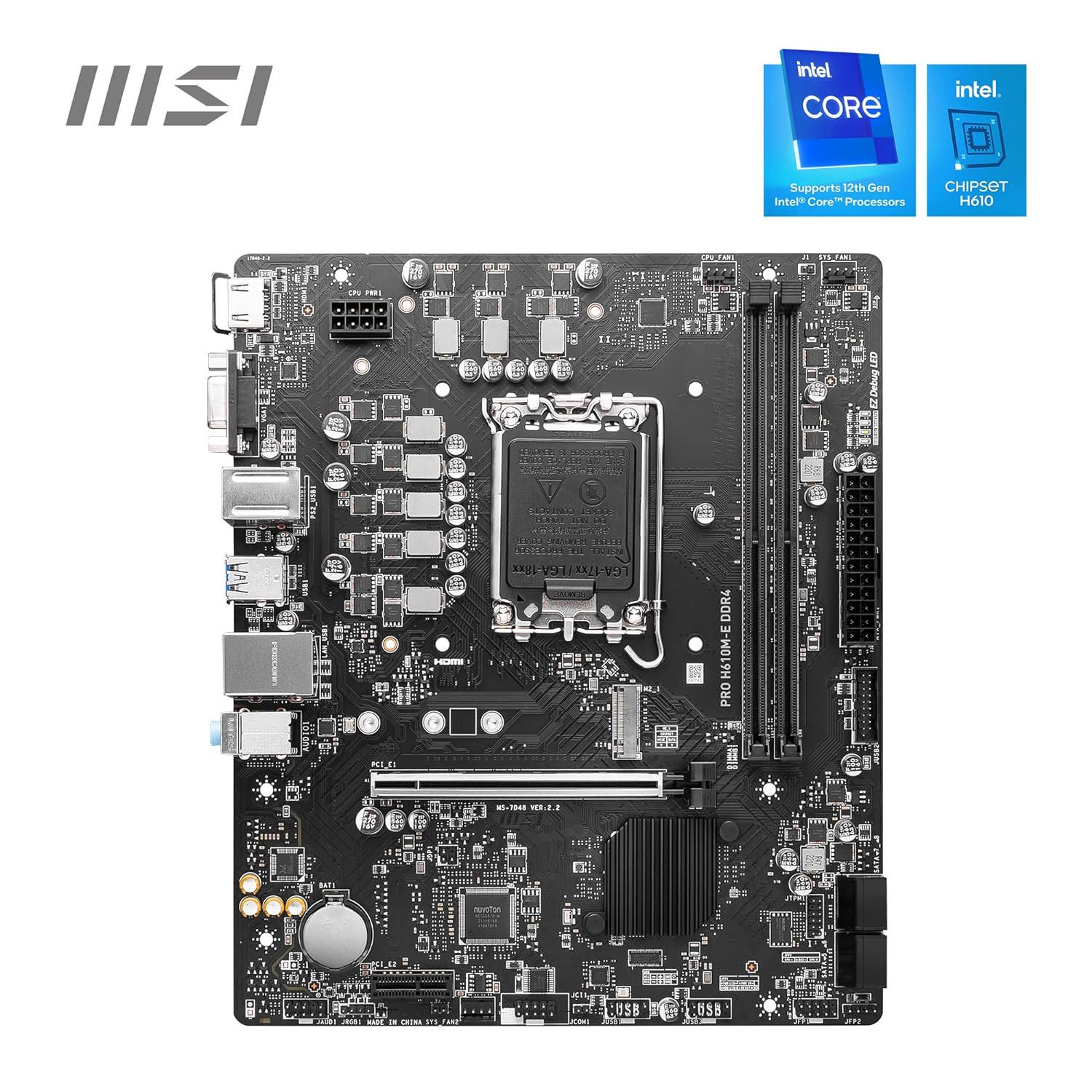 MSI PRO H610M-E DDR4 Motherboard, Micro-ATX