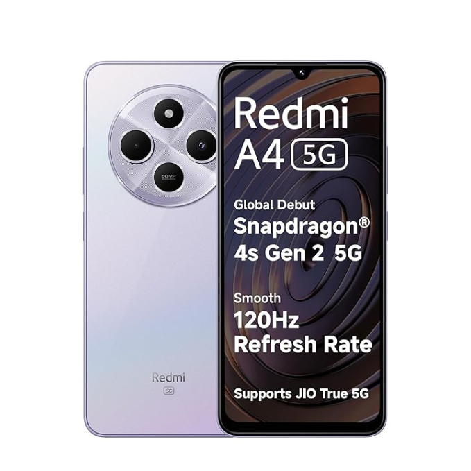 Redmi A4 5G (Sparkle Purple, 4GB RAM, 128GB Storage) | Global Debut SD 4s Gen 2 | Segment Largest 6.88in 120Hz | 50MP Dual Camera | 18W Fast Charging