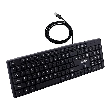 Zebion K500 USB Keyboard, Rugged Heavy-Duty Body, Tested with Over 5 Million Keystrokes,Clicky-Touch Feel, Ergonomic Design Comes with 102 Keys Including Rupee Key (Black)