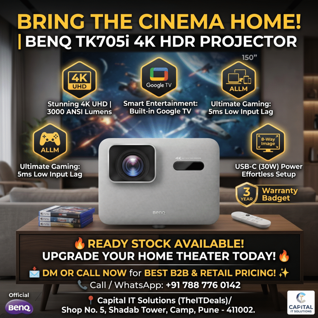 Marketing content 17th April 2026. Benq tk705i hdr home entertainment projector gaming and professional B2b use